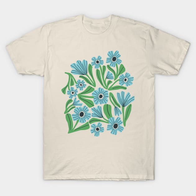 Boho blooms in green and teal T-Shirt by Natalisa